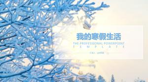 Warm blue my winter vacation life ppt template