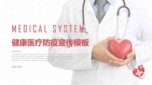 Einfache rote Gesundheit medizinische Epidemieprävention Werbung ppt-Vorlage