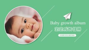 Modello ppt di album di crescita del bambino semplice fresco e carino verde