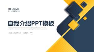 Blue and yellow polygonal personal competition ppt template
