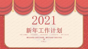 2021紅色中國風企業公司新年工作計劃ppt模板