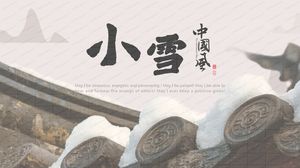 Modello ppt universale per il solstizio d'inverno in stile cinese rosso e neve leggera invernale