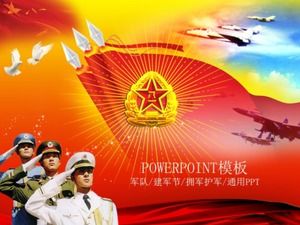 Plantilla PPT general del ejército de combate de la paloma blanca de la bandera roja de bayi