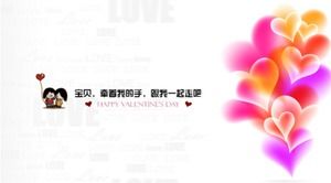 Exquisito estilo de dibujos animados amor romántico tanabata plantilla ppt del día de san valentín