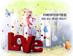 Modello PPT di San Valentino romantico dei cartoni animati