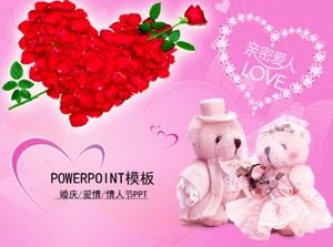 Plantilla PPT romántica del día de San Valentín del oso rosa