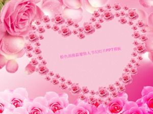 Plantilla PPT rosa romántica cálida en forma de corazón de San Valentín