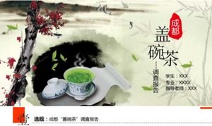Gaiwan Tee PPT-Vorlage im chinesischen Stil