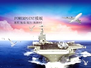 Navy aircraft carrier navigation and shipping dynamic PPT template