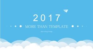 Sky blue small fresh cartoon flat PPT template