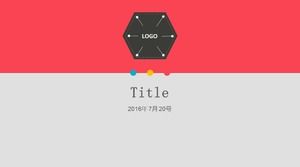 Sweet Korean fan geometric figure year-end summary PPT template