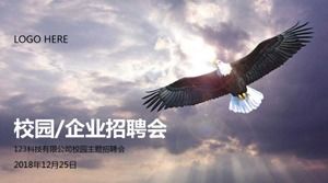 Eagle spreading wings soaring sky cover creative atmosphere cool business general PPT template