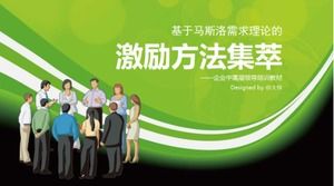 Grüne und frische Cartoon-Geschäftskulturrelikte PPT-Vorlage für die Ausbildung von mittleren und höheren Führungskräften für Unternehmen