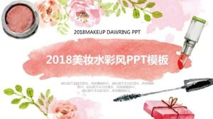 Beauty makeup watercolor style ppt template