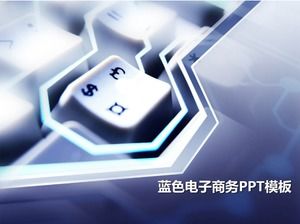 Klavye ve para birimi sembolü arka planı olan e-ticaret PPT şablonu