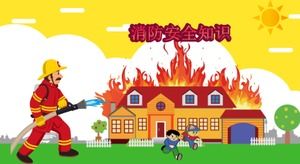Cartoon wykwintne dzieci szablon wiedzy o pożarze ppt