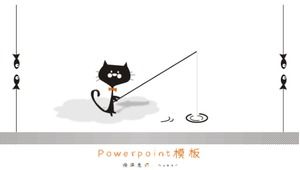 Modèle de ppt pour l'éducation des enfants de thème de chat minimaliste de dessin animé mignon