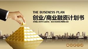 Plantilla ppt de plan de emprendedor de negocios conciso de atmósfera dorada de alta gama