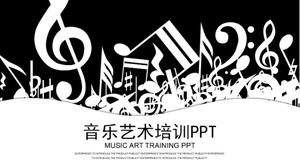 古典的な黒と白のシンプルな雰囲気のビジネス一般的な音楽トレーニングpptテンプレート
