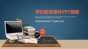 Dark blue atmosphere simple school education courseware PPT template