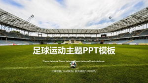 Шаблон PPT футбольной спортивной темы на фоне футбольного поля