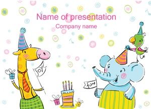精美可爱的卡通动物儿童生日派对ppt模板