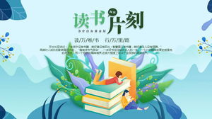 Gaya ilustrasi segar "Momen Membaca" template PPT Hari Buku Sedunia