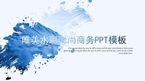 藍色時尚水彩商務企業宣傳項目展示ppt模板