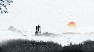 Imagen de fondo PPT de estilo chino de tinta gris elegante