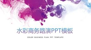 Plantilla ppt de informe universal creativo de tinta de salpicaduras de acuarela púrpura