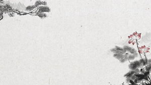 Четыре чернильных лотоса сосновые ветки РРТ фоновые изображения