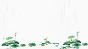 Beş yeşil basit taze lotus yaprağı lotus PPT arka plan resimleri
