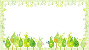 Grüne frische Cartoon-Bäume Pflanzengrenze PPT Hintergrundbild