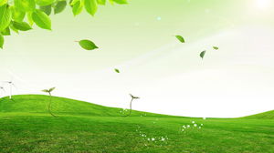 草緑の葉PPT背景画像