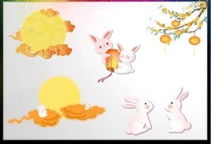 Dibujos animados luna conejo linterna osmanthus PPT material
