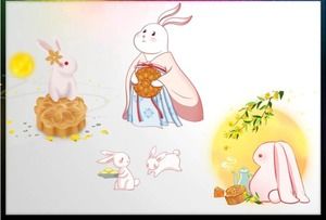 Four Mid-Autumn Festival jade rabbit and moon cake PPT material