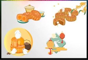 Four osmanthus jade rabbit moon cakes PPT material