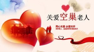 Hand painted color simple caring for the elderly love charity ppt template