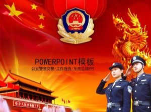 Red atmosphere solemn public security traffic police work report summary PPT template