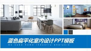 Template PPT desain interior minimalis biru datar