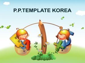 Cute and exquisite simple cartoon children English ppt template