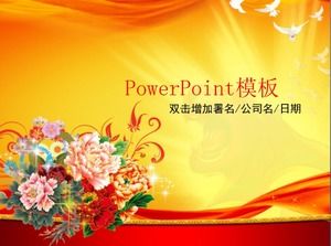 Peony white dove festive government party building annual meeting PPT template