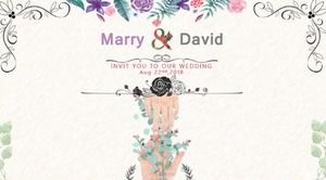 Vintage elegant watercolor hand painted marriage proposal wedding ppt template