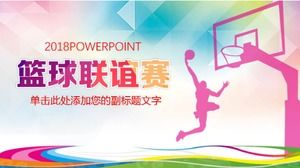 Watercolor creative fashion style basketball sport competition ppt template