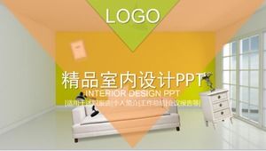 Templat ppt ringkasan laporan kerja bisnis desain dekorasi interior butik sederhana