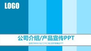 Modelo de ppt de promoção de produto de lançamento de empresa de listras azuis