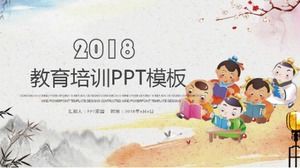 Plantilla ppt de crecimiento de niños de dibujos animados de estilo chino fresco pequeño