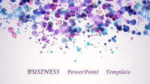 紫色水彩創意墨點作品總結ppt模板