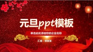 Festive red matte texture plum palace lantern new year's day ppt template