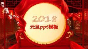 Plantilla ppt dinámica del día de año nuevo del estilo chino rojo festivo